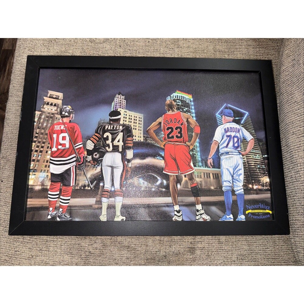 Jonathan Toews Michael Jordan Walter Payton Joe Maddon Chicago Bean 18x13 Print